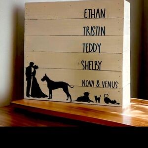 Custom Family Pet Shadow Wall Art Sign